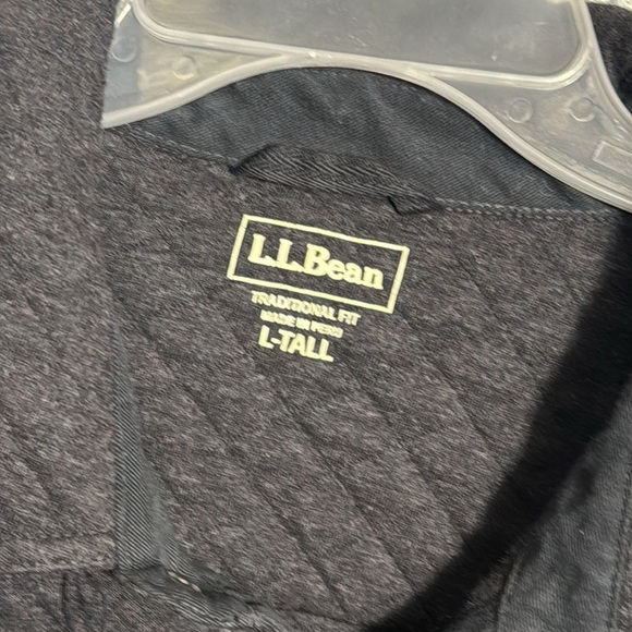 L.L. Bean shirt jacket men’s large tall pockets soft quilted dark gray snaps - Picture 2 of 16